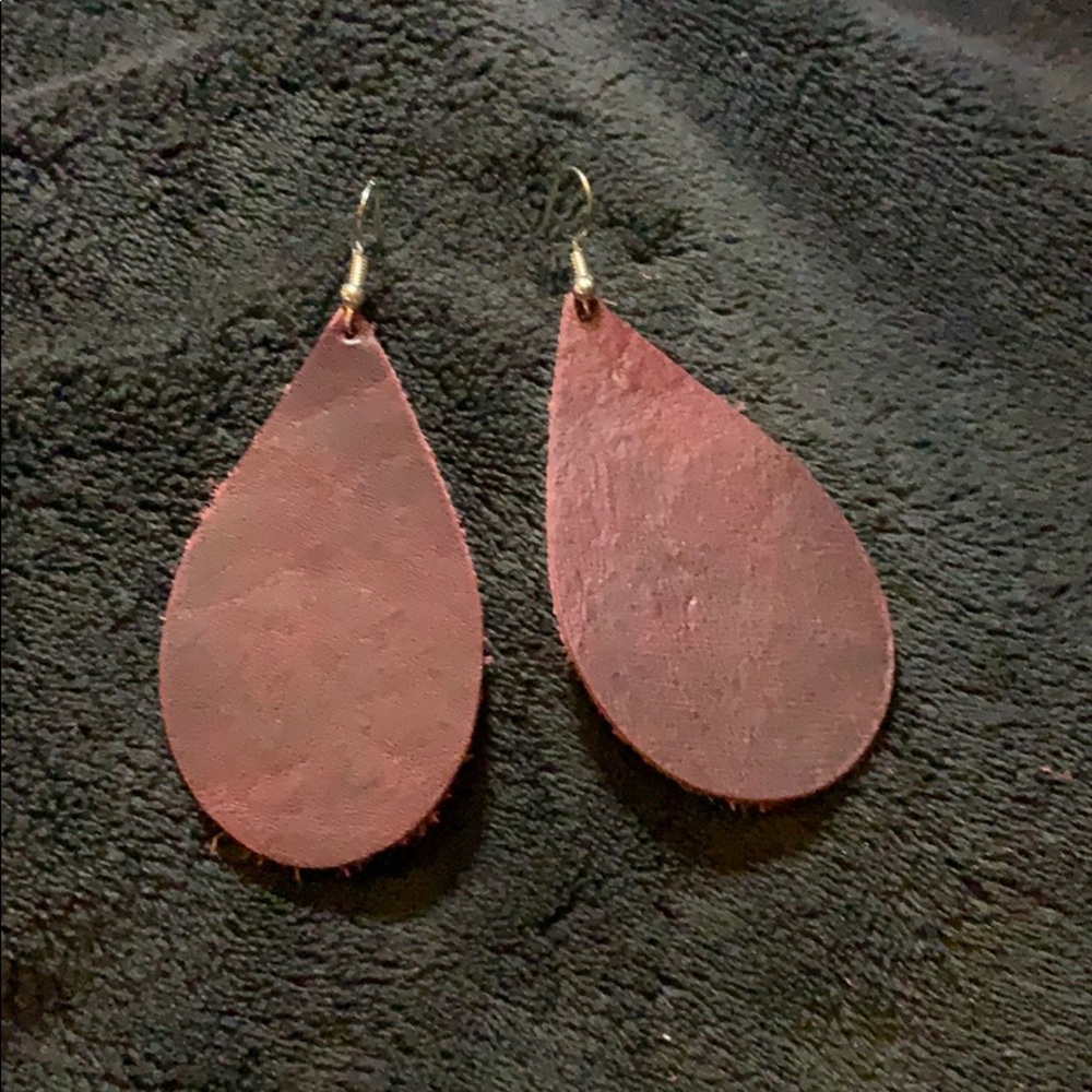 Burgundy Leather Teardrop